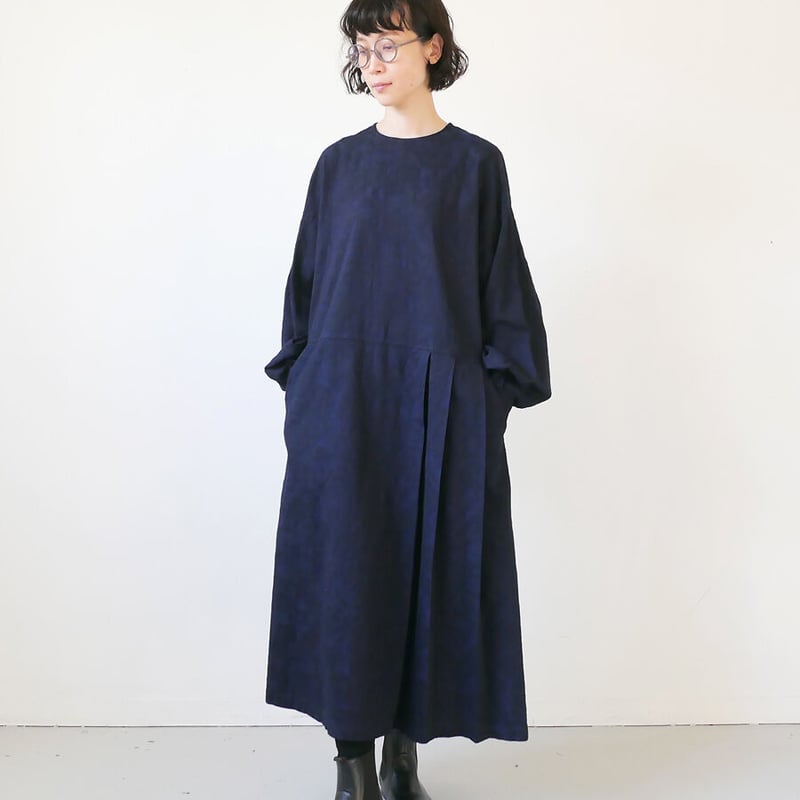 最終価格　45R ジャガード織ロングワンピース インディゴ 藍染 BLUE BLUE JAPAN｜ブルーブルージャパン｜インディゴ ジャカード