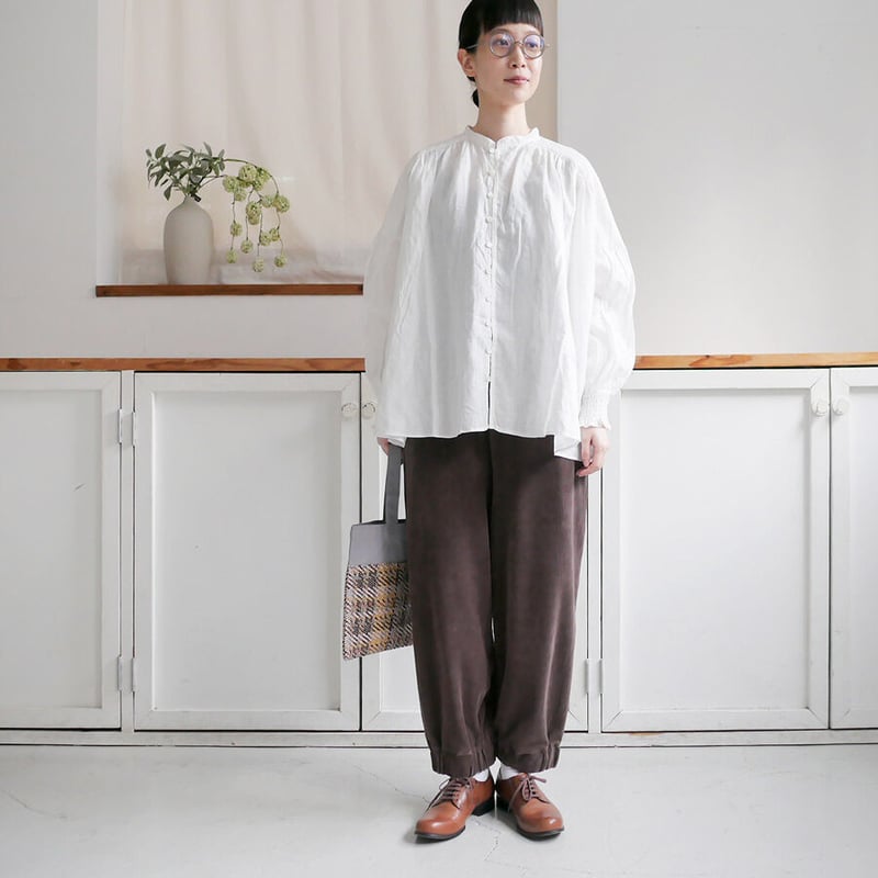美品♡22SSユニバーサルティシュ近年モデルゆったりシャーリングブラウス綿麻 UNIVERSAL TISSU｜ ユニヴァーサルティシュ｜コットンチェック