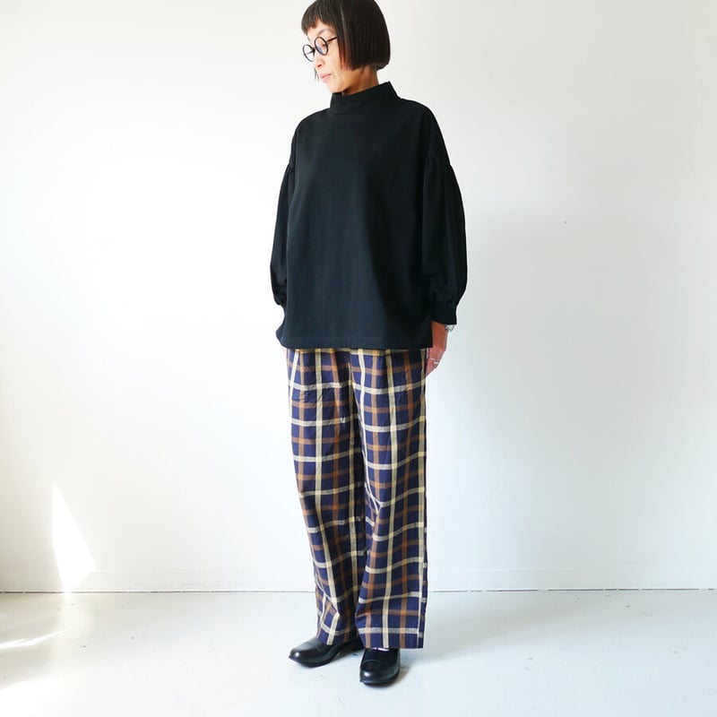 UNIVERSAL TISSU ハイカウントチェックワイドタックパンツ UNIVERSAL TISSU (ユニバーサルティシュ) ハイカウントチェック