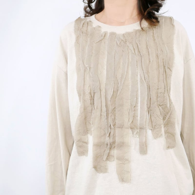 dahl'ia ｜ダリア ｜ キュプラフリルデコレーション・リメイクTシャツ