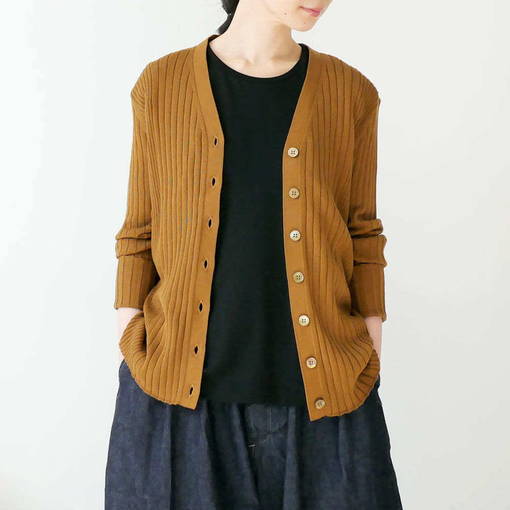 SACRA｜サクラ ｜FINE TWIST COTTON RIBコットンリブカーディガン｜BE 
