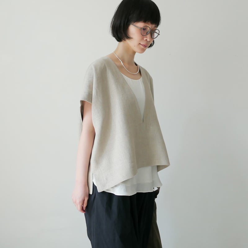 SACRA｜サクラ ｜リネンVネックプルオーバー｜RUSTIC LINEN TOP｜12621
