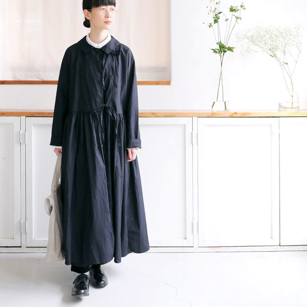 g｜glam｜グラム｜ コットンダンプクロスリボン前開きワンピース｜g