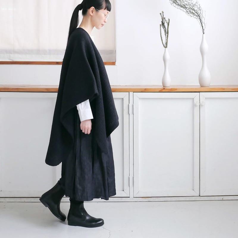 【新品未使用品】SH-HIRAI スーヒライ　ウールジャージーポンチョ　38 М SI-HIRAI｜スーヒライ ｜ポンチョ ｜NAVY・BLACK｜CHAW19-4025（C