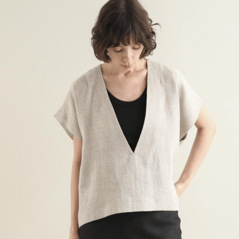 SACRA｜サクラ ｜RUSTIC LINEN TOP|124213071|ASH BEIGE...