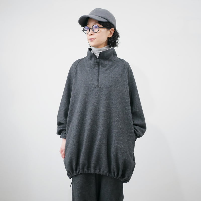 FIRMUM / ベスト/S/ウール/GRY FIRMUM｜フィルマム｜ウール＆コットン・ツイルJQニット ハーフジップ