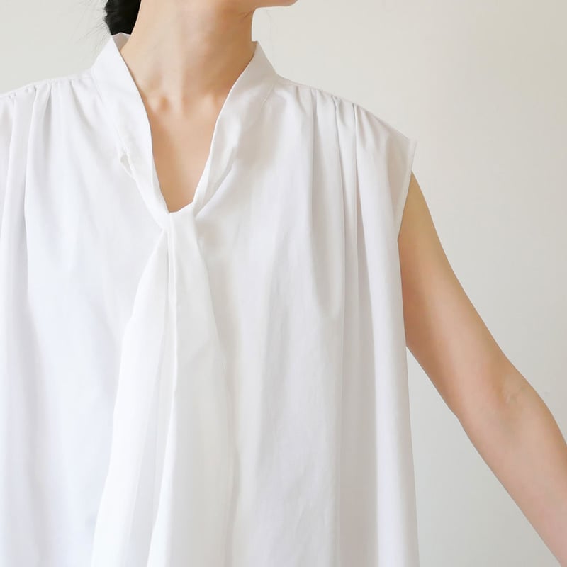 SACRA｜サクラ ｜ボウタイ ノースリーブ ブラウス｜120215031｜WHITE