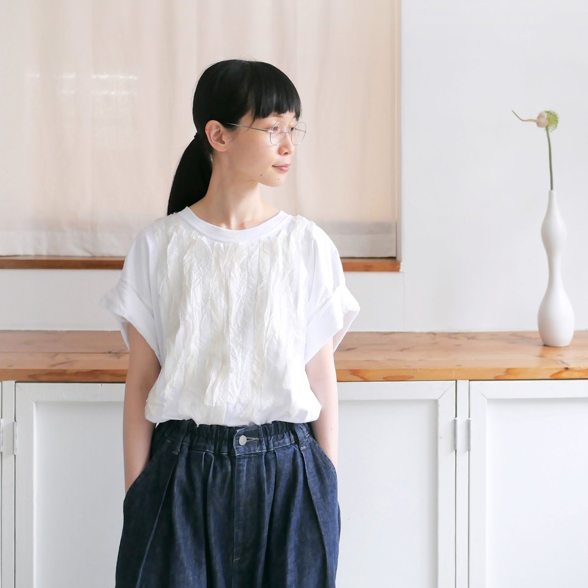 dahl'ia ダリア ⿻ キュプラ フリルデコレーション リメイク カットソー fit=scale-down,w=1200