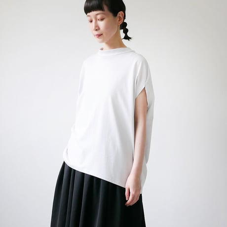 Si-Si-Si comfort｜スースースーコンフォート｜CHSS25-4107 ｜プレミアムオーガニックコットン フレンチスリーブラウンド カットソー | White