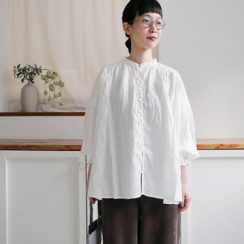 【未使用品】ユニバーサルティシュ フレンチリネンシャーリングブラウス UNIVERSAL TISSU ユニバーサルティシュ フレンチリネン