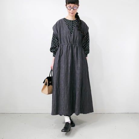 qiri｜キリ｜cutwork lace jacquard オーバーワンピース ｜6301OP005242｜CHARCOAL