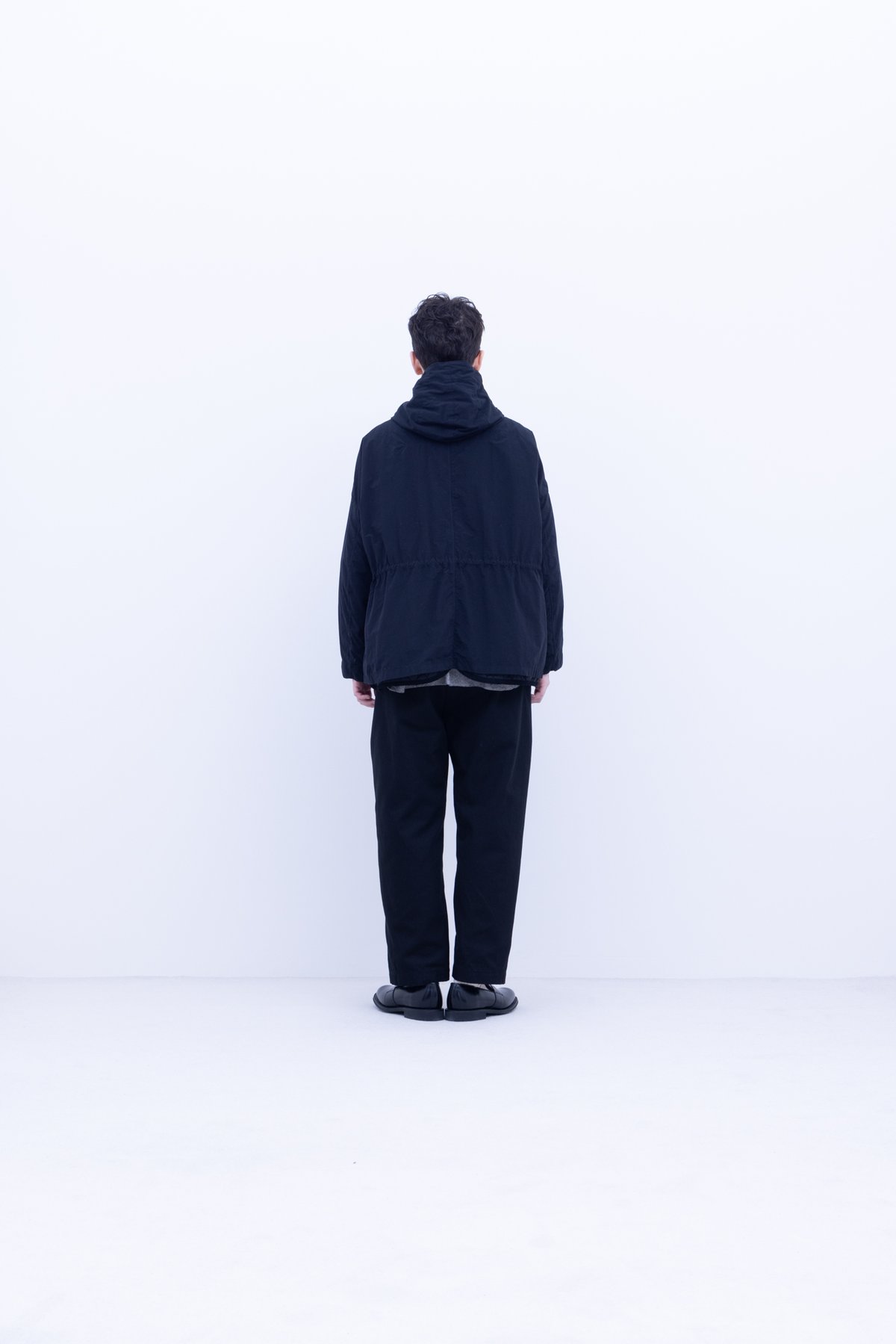 FIRMUM フィルマム　ナイロンタッサーフードコート　ブラック FIRMUM｜フィルマム｜ナイロン タッサー / ガーメントダイ