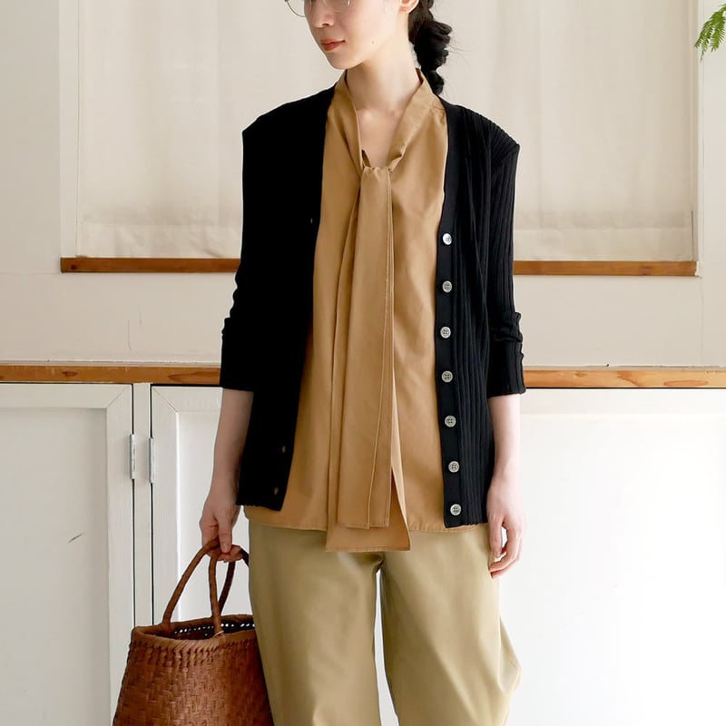 SACRA｜サクラ ｜ボウタイ ノースリーブ ブラウス｜120215031｜BEIGE