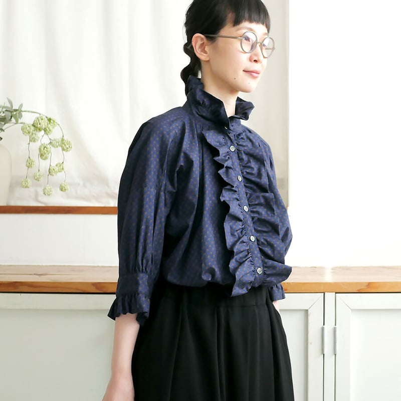 dahl'ia ｜ダリア ｜ フロントフリル ロング ブラウス｜DBL-286CH｜小