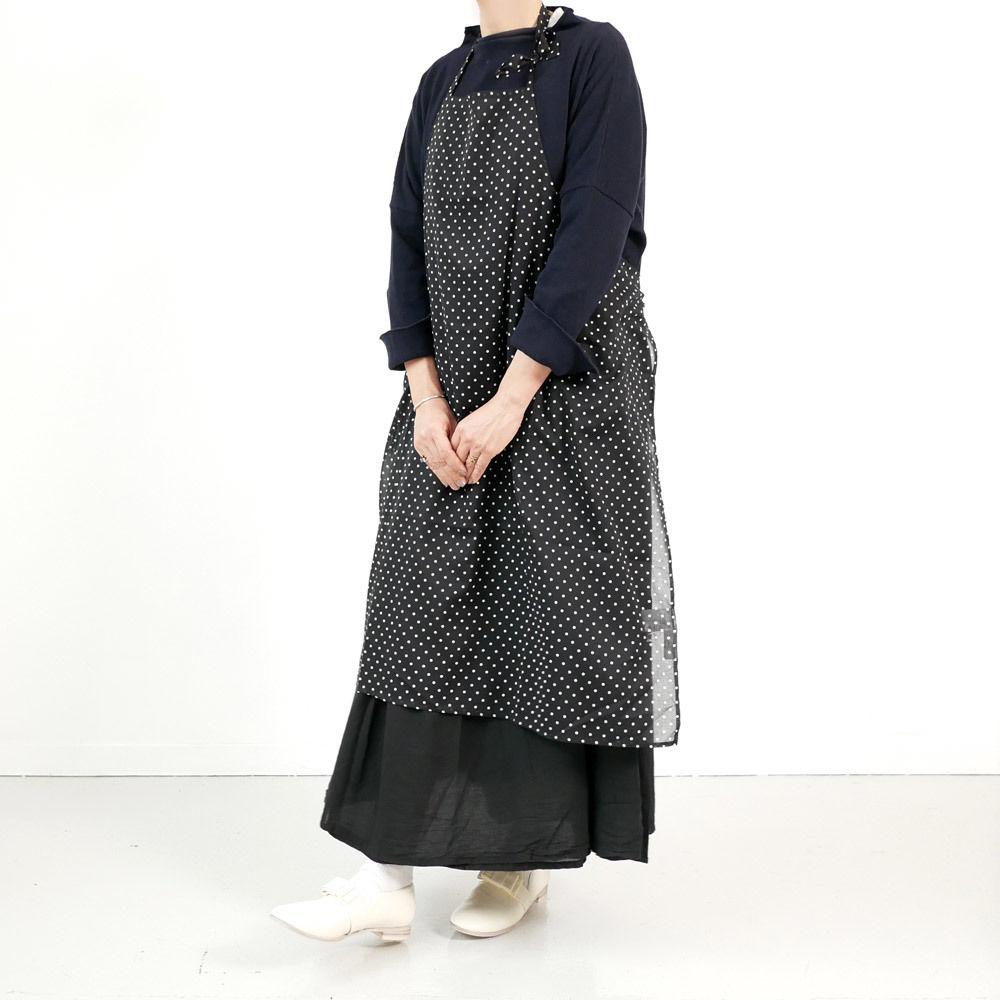 g｜glam｜グラム｜コットンシフォンドットエプロン｜BLACK・NAVY｜g