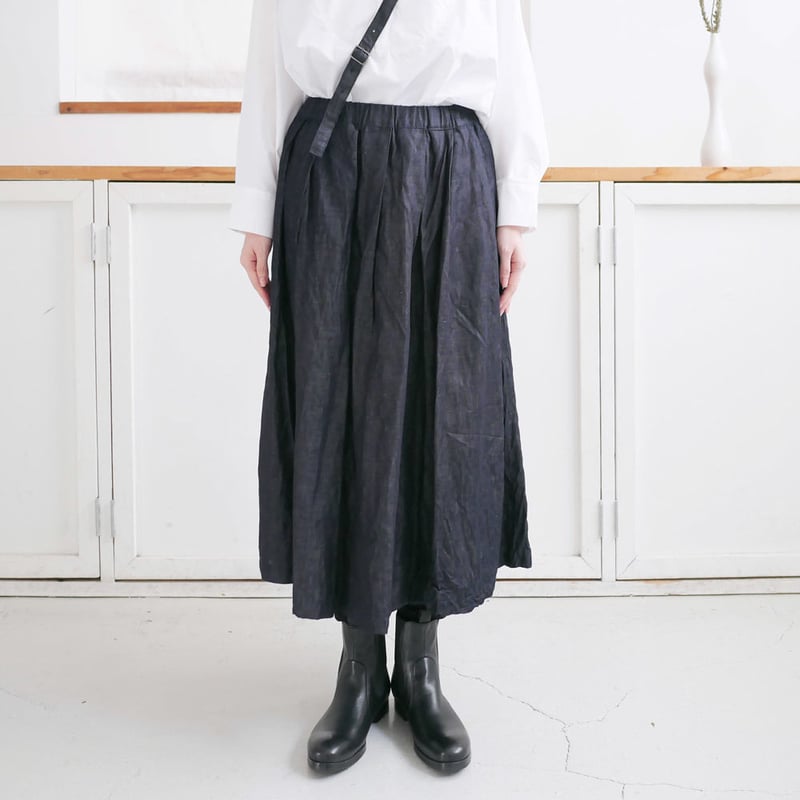 g｜グラム｜ライトデニムワンショルダーデニムスカート｜INDIGO｜g