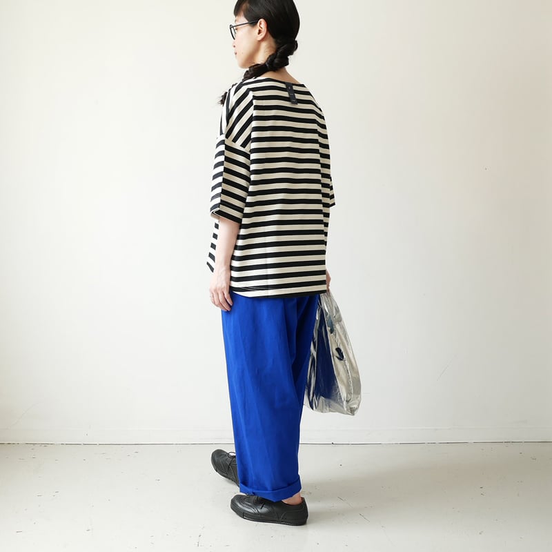 久留米かすり｜kasuri wide pants｜絣ワイドパンツ ｜無地青