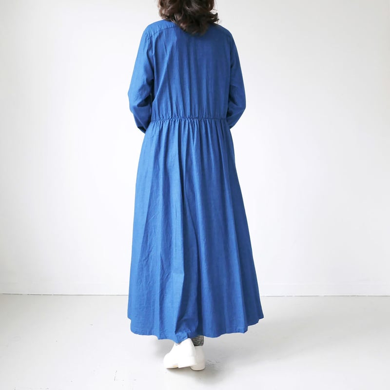 まころん 【BLUE FRONCE】長袖 ワンピース 青 日本製 まころん様