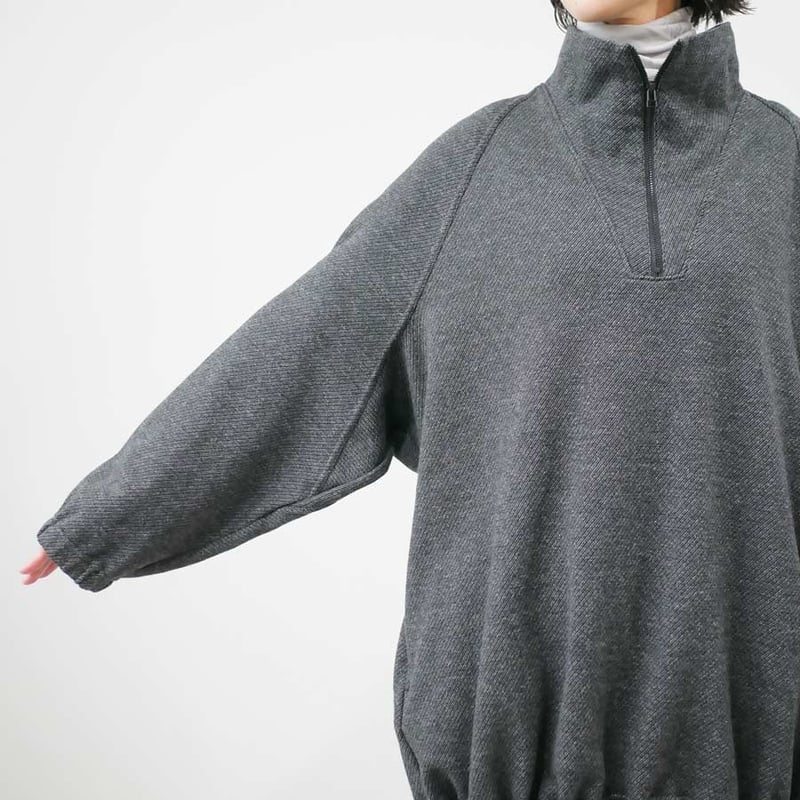 【FIRMUM】FR151TF ウール混クルー長袖ニットセーター FIRMUM｜フィルマム｜ウール＆コットン・ツイルJQニット ハーフジップ