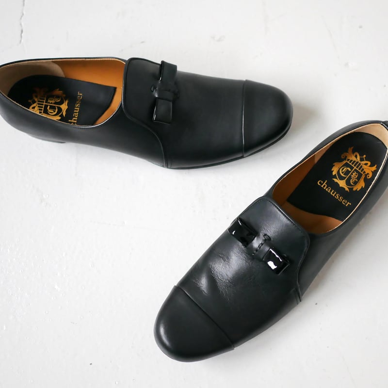chausser｜ショセ｜スリッポン キャップトゥ シューズ｜C-2202｜BLACK