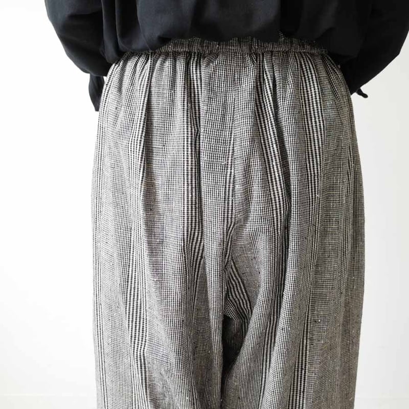 久留米かすり｜kasuri wide pants｜絣ワイドパンツ ｜グレンチェック
