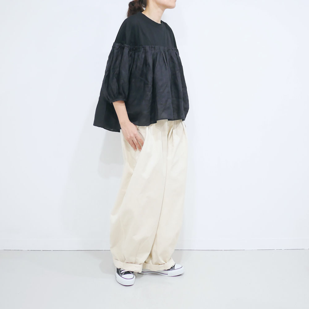 ♡universal sevenコンボギャザーブラウス♡ UNIVERSAL SEVEN｜UNIVERSAL TISSU｜コンボギャザーブラウス｜BLA