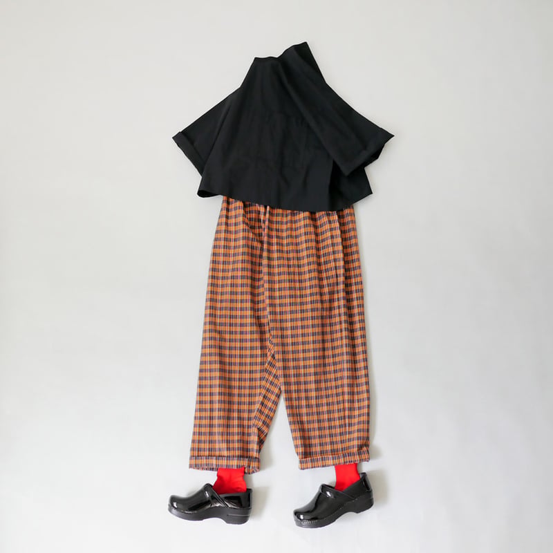 久留米かすり 久留米かすり｜kasuri wide pants｜絣ワイドパンツ ｜十二立格子