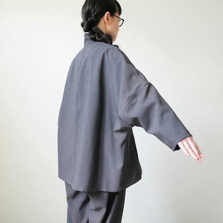 NO CONTROL AIR｜ノーコントロールエアー｜オクタグラムポリエステル・艶消平織ZIP スタンドカラー ブルゾン｜DR_NC0801BN｜DARK GREY MIX/BLACK