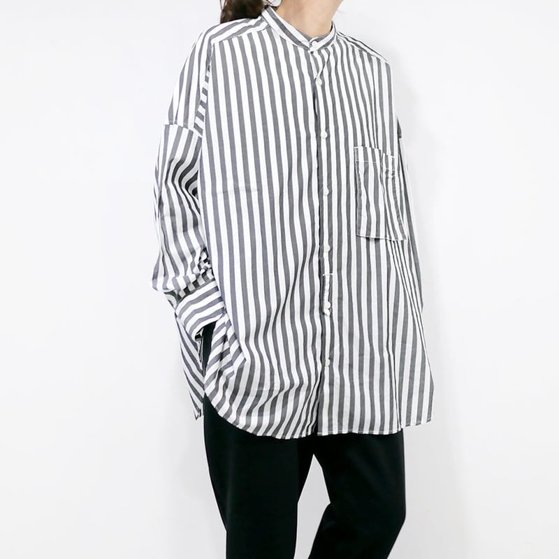 UNIVERSAL TISSU ストライプバンドカラー　スウィングポケットシャツ 165211138.jpg?cmsp_timestamp=