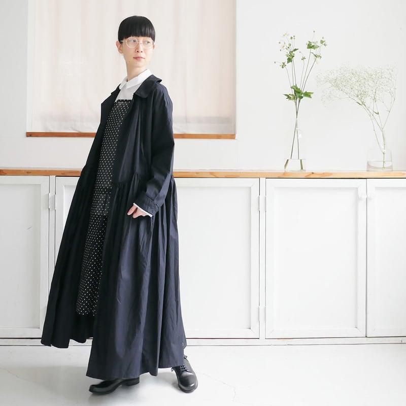 g｜glam｜グラム｜ コットンダンプクロスリボン前開きワンピース｜g