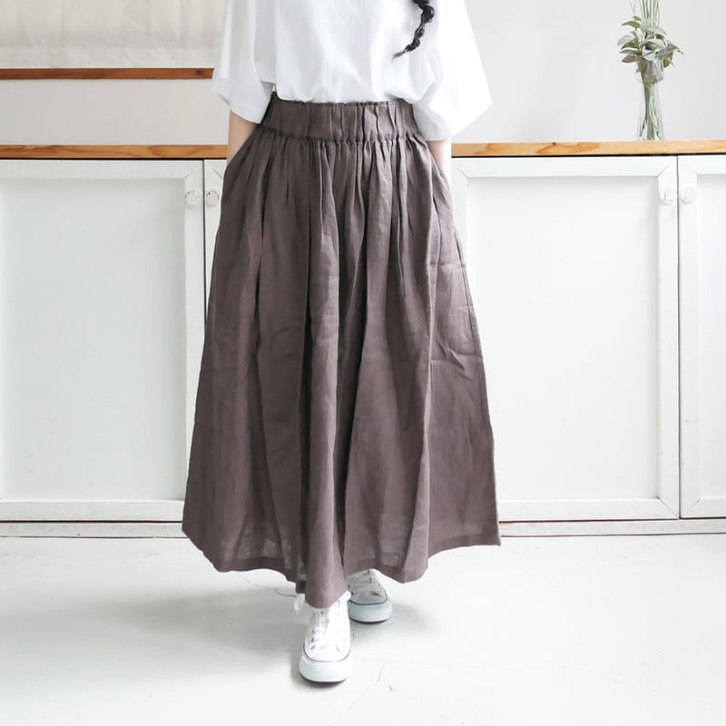 GOUACHE FUKUOKA ｜ガッシュ｜リネンタックロングスカート | BROWN |