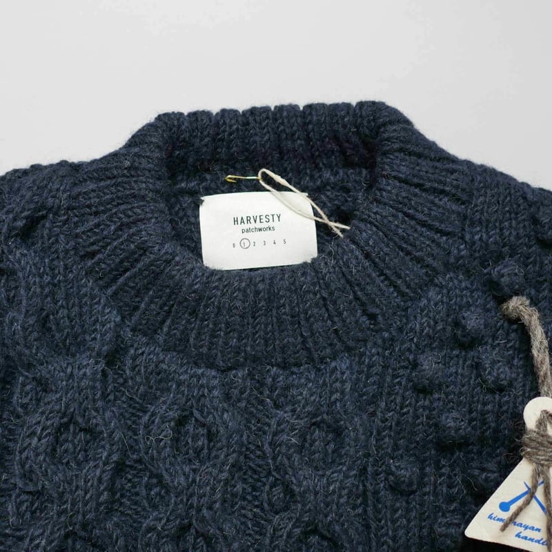 HARVESTY ネイビー ウールセーター A51803
