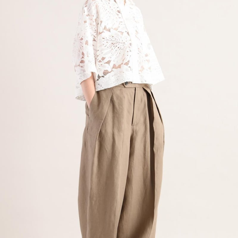 SACRA｜サクラ ｜LEAF RASCHEL LACE CROPPED SHIRT｜OFF