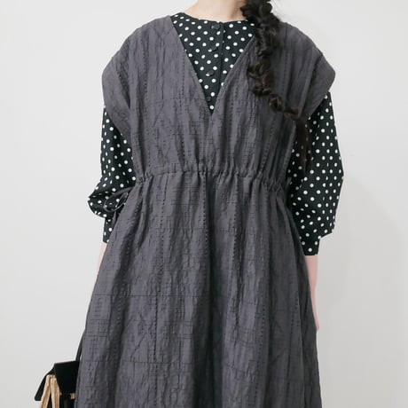 qiri｜キリ｜cutwork lace jacquard オーバーワンピース ｜6301OP005242｜CHARCOAL