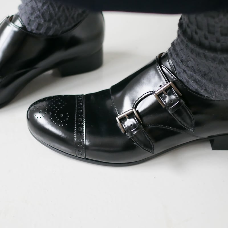 chausser｜ショセ｜ダブルモンク ストラップ シューズ ｜C-2203｜BLACK