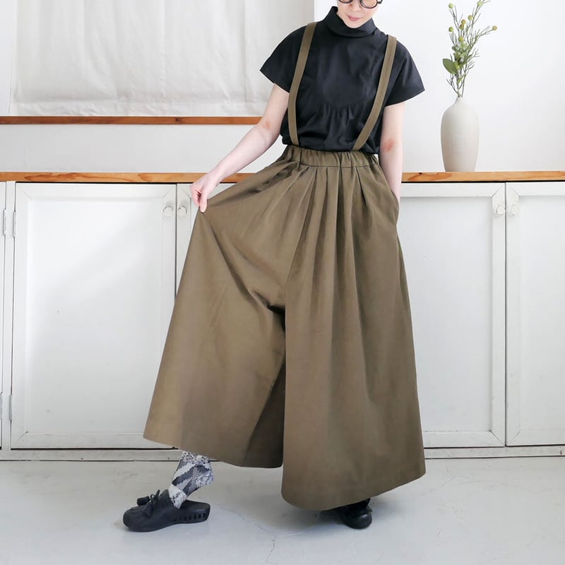 GOUACHE ｜ガッシュ｜サスペンダーキュロットパンツ｜OLIVE