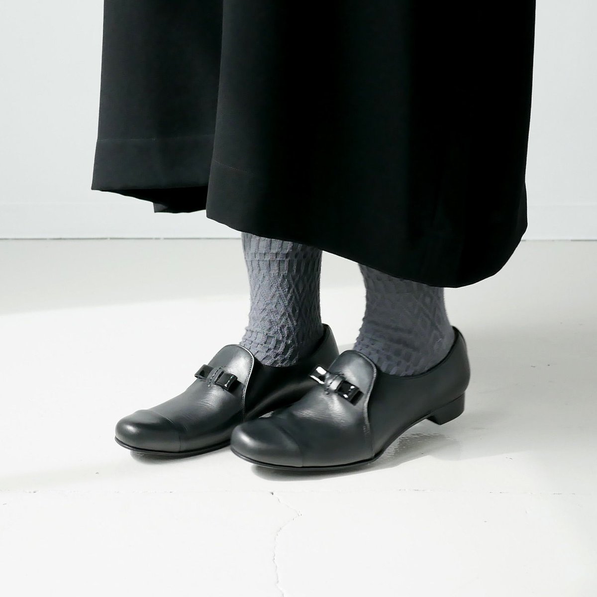 chausser｜ショセ｜スリッポン キャップトゥ シューズ｜C-2202｜BLACK