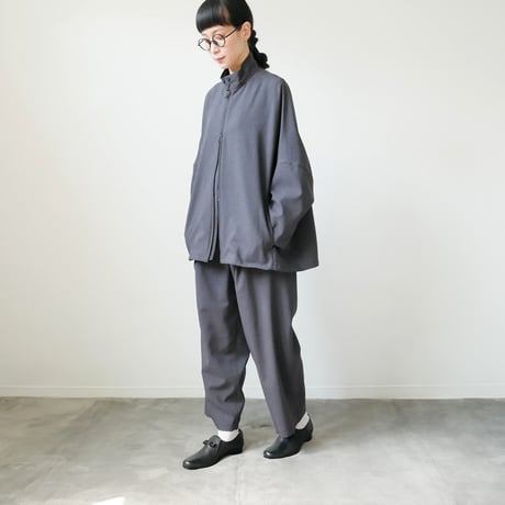 NO CONTROL AIR｜ノーコントロールエアー｜オクタグラムポリエステル・艶消平織ZIP スタンドカラー ブルゾン｜DR_NC0801BN｜DARK GREY MIX/BLACK