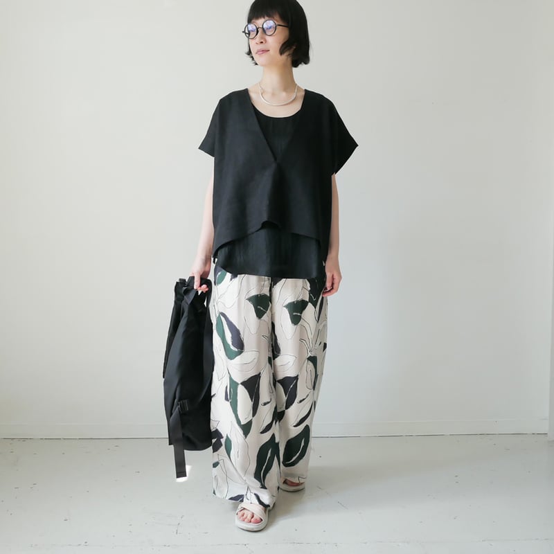 SACRA｜サクラ ｜リーフ柄ワイドパンツ｜MODERN LEAVES PANTS｜12621
