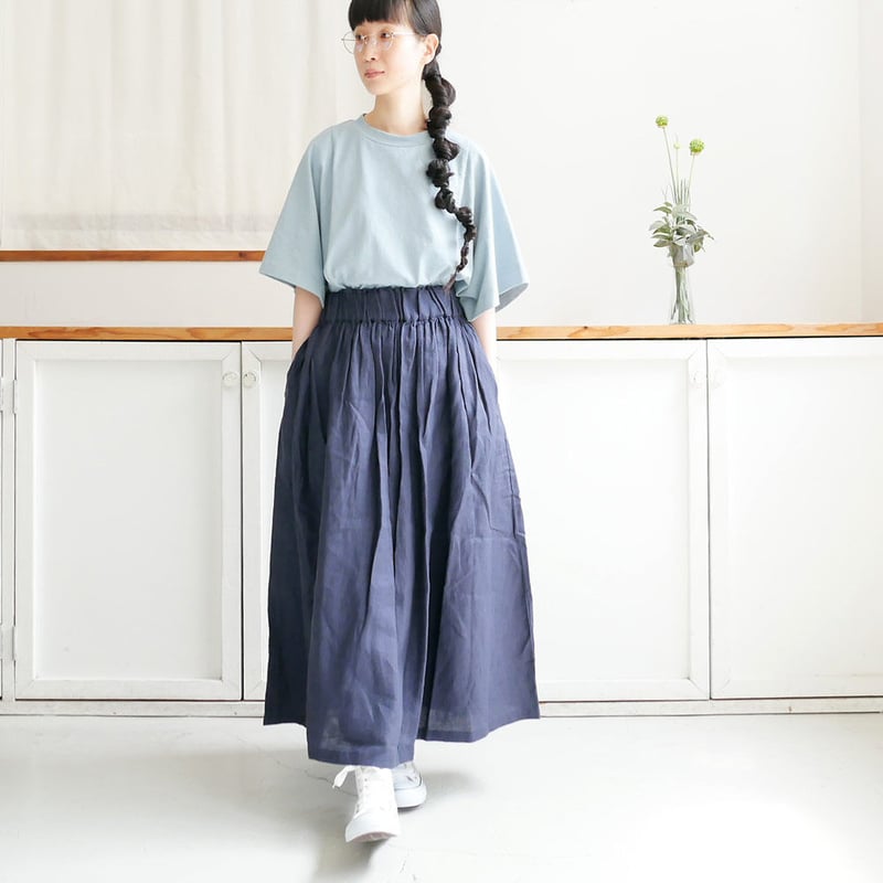 GOUACHE FUKUOKA ｜ガッシュ｜リネンタックロングスカート | NAVY | G