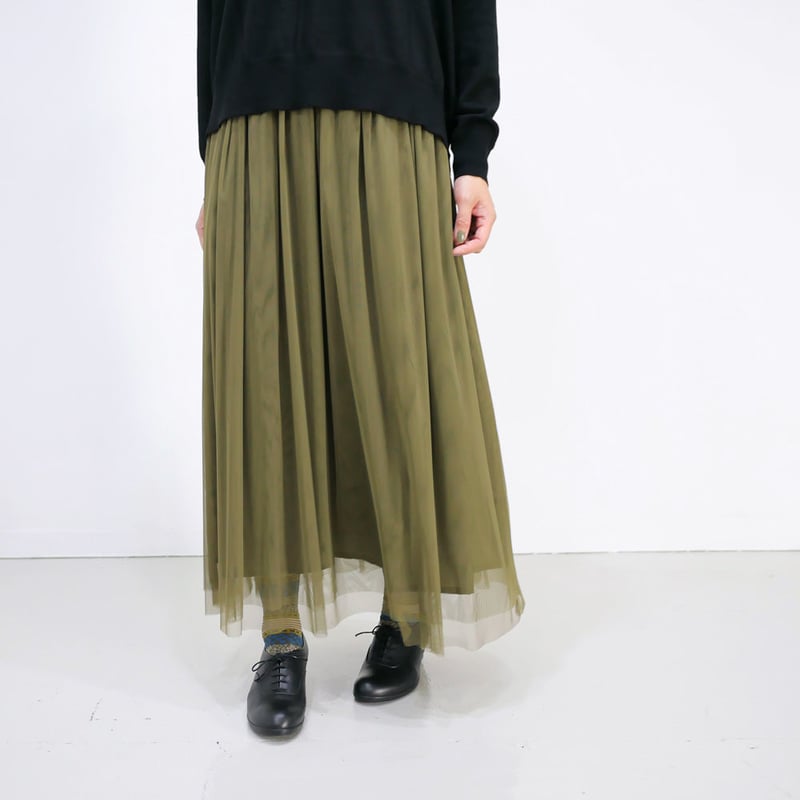 SACRA ｜サクラ ｜オーバーラップチュールスカート｜KHAKI