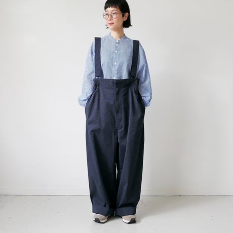 【美品】フィルマム　パンツ　黒 FIRMUM フィルマム / 16/- ムラ綿糸サテンサスペンダーパンツ BLACK