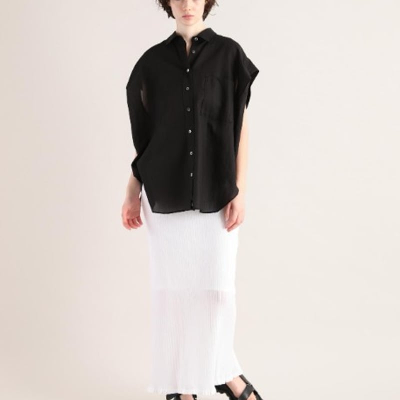 SACRA｜サクラ ｜SHRINK GABARDINE SHIRT｜125217071｜BLA 