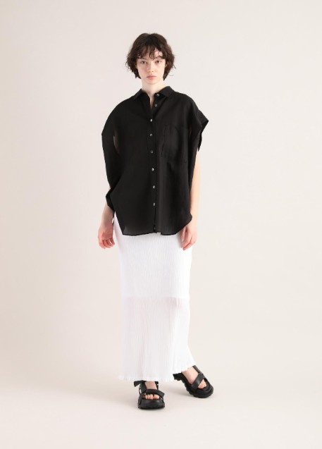SACRA｜サクラ ｜SHRINK GABARDINE SHIRT｜125217071｜BLA
