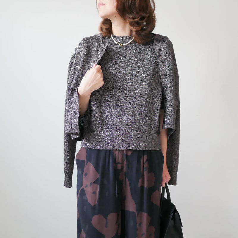SACRA サクラ｜GLOSSY LILY CARDIGAN｜124540081｜CHARC