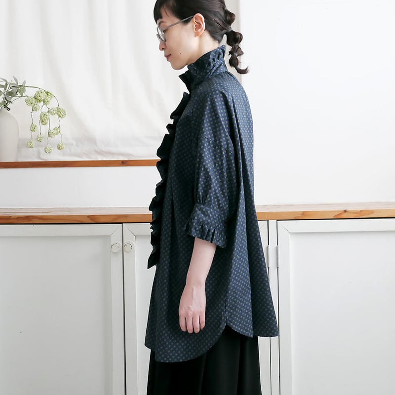 dahl'ia ｜ダリア ｜ フロントフリル ロング ブラウス｜DBL-286CH｜小