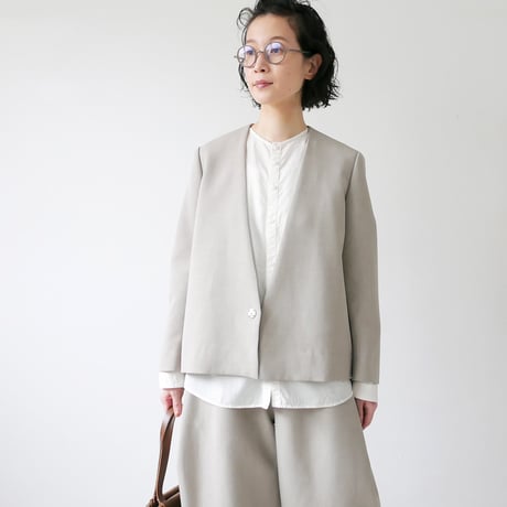 loin. ダークグレー ノーカラージャケット louren ジャケット ノーカラージャケット 「louren/ローレン