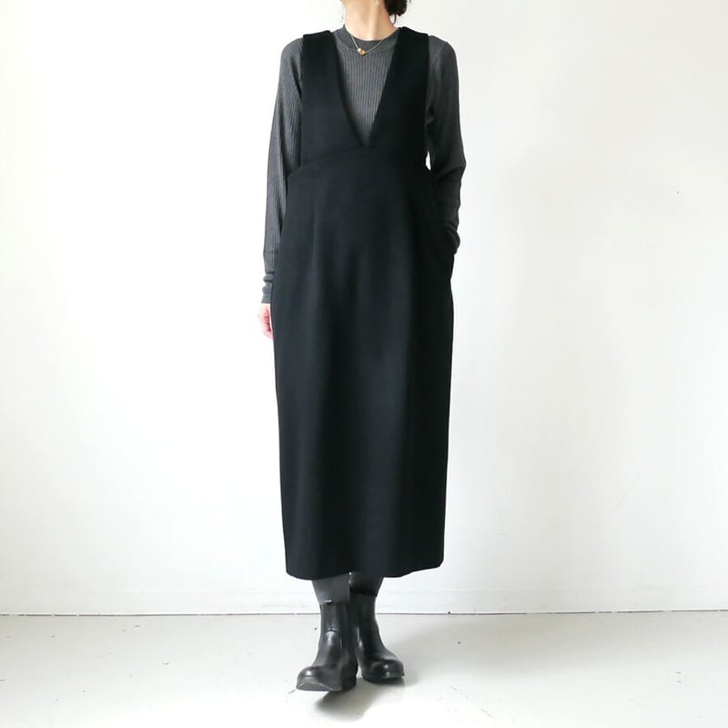 SACRA SUPER FINE BEAVER ブラック ジャンパースカート M SACRA｜サクラ ｜SUPER FINE BEAVER OPスーパーファインビーバー