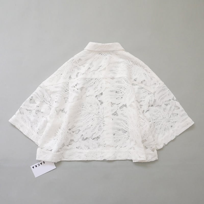 SACRA｜サクラ ｜LEAF RASCHEL LACE CROPPED SHIRT｜OFF