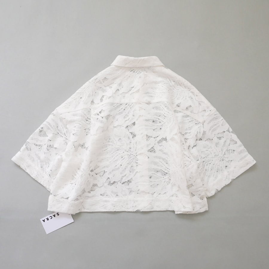 SACRA｜サクラ ｜LEAF RASCHEL LACE CROPPED SHIRT｜OFF